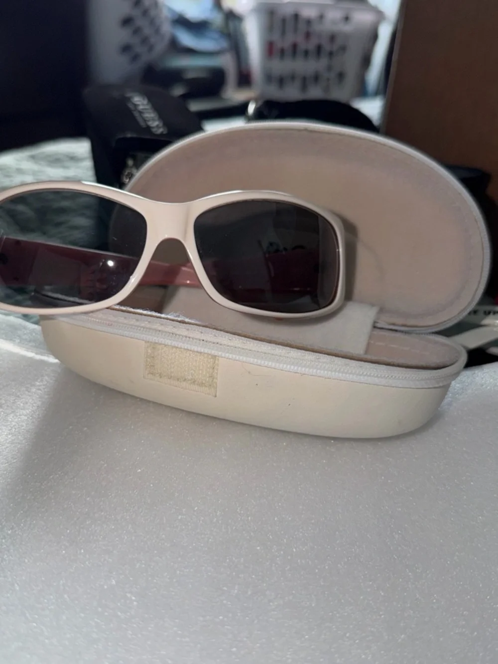 D&G White Women's Oversized Sunglasses with Dark Purple Lenses